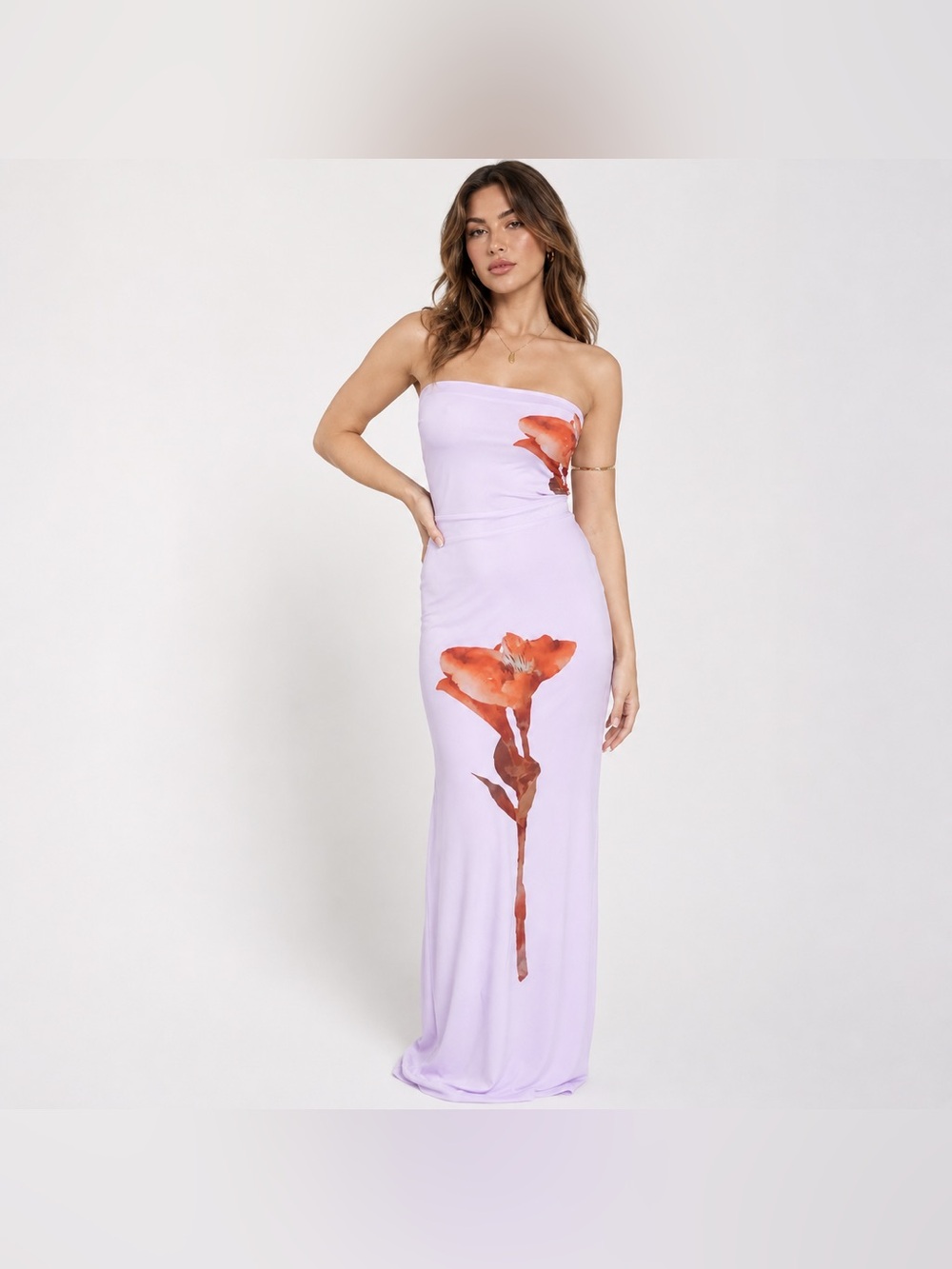 Saints & Secrets Dress Womens XS Purple Mesh Orchid Strapless Maxi New